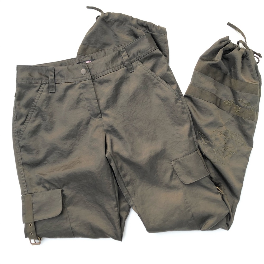 Express Olive Green Satin Utility Pants Size 0